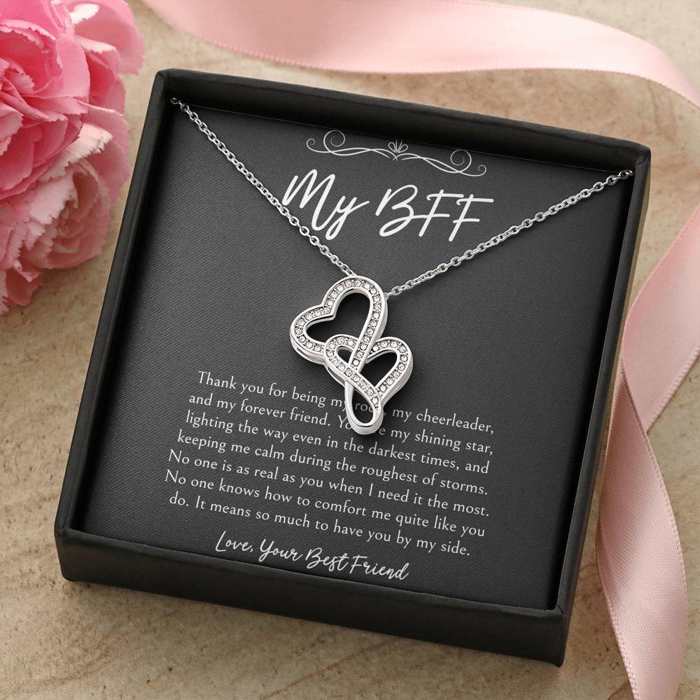 To My Friend Gifts, It Means So Much To Have You By My Side, Double Heart Necklace For Women, Birthday Present Idea From Bestie