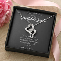 Load image into Gallery viewer, To My Bride  Gifts, I Will Say I Do, Double Heart Necklace For Women, Wedding Day Thank You Ideas From Groom
