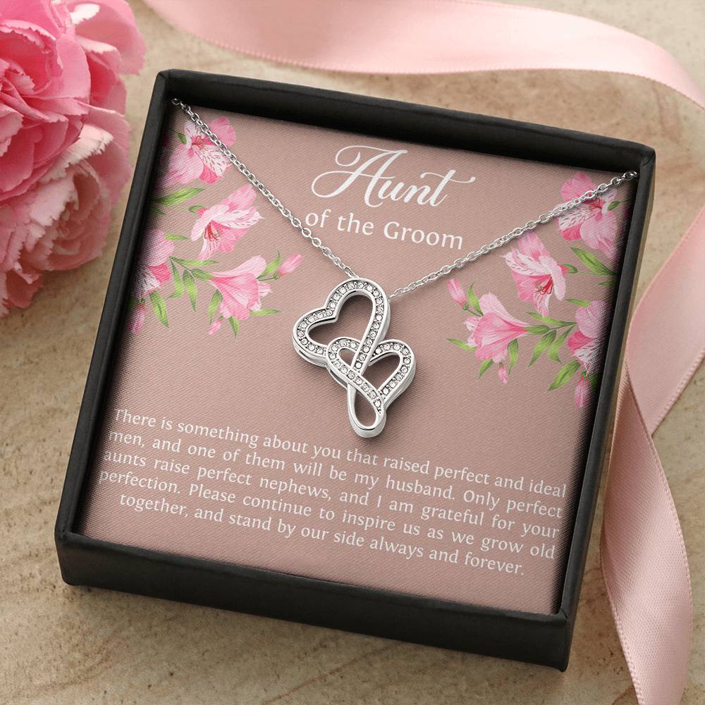 Aunt of the Groom Gifts, Grateful for Your Protection, Double Heart Necklace For Women, Wedding Day Thank You Ideas From Bride