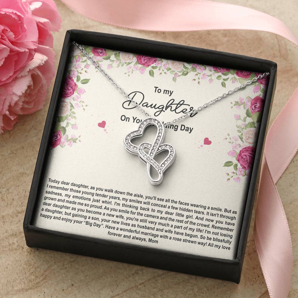 To My Bride Gifts, Enjoy Your Big Day, Double Heart Necklace For Women, Wedding Day Thank You Ideas From Mom