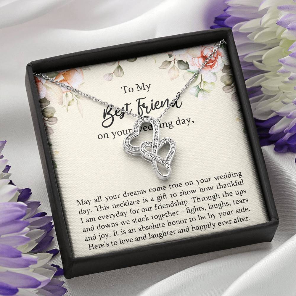 Bride Gifts, May All Your Dreams Come True, Double Heart Necklace For Women, Wedding Day Thank You Ideas From Best Friend
