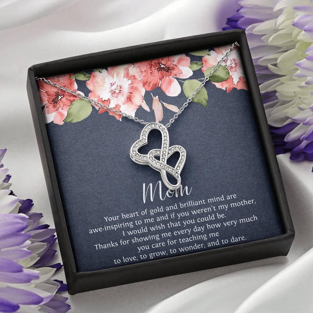 To My Mom Gifts, Your Heart of Gold, Double Heart Necklace For Women, Birthday Mothers Day Present From Son Daughter