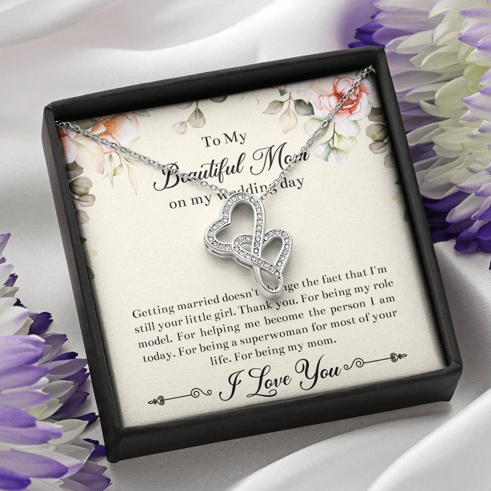 Mom of the Bride Gifts, I'm Still Your Little Girl, Double Heart Necklace For Women, Wedding Day Thank You Ideas From Bride
