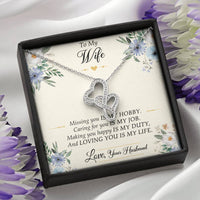 Load image into Gallery viewer, To My Wife, Missing You Is My Hobby, Double Heart Necklace For Women, Anniversary Birthday Gifts From Husband
