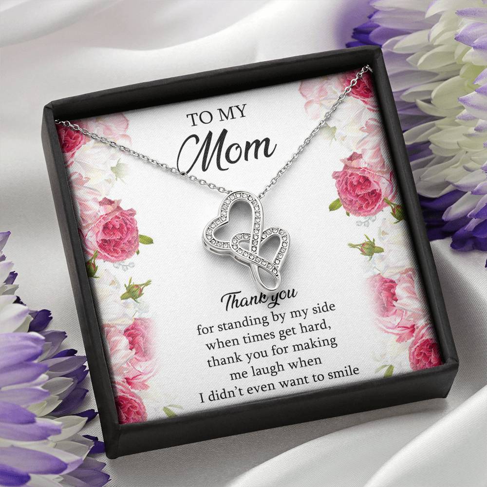 To My Mom Gifts, Thank You For Standing By My Side, Double Heart Necklace For Women, Birthday Mothers Day Present From Son Daughter