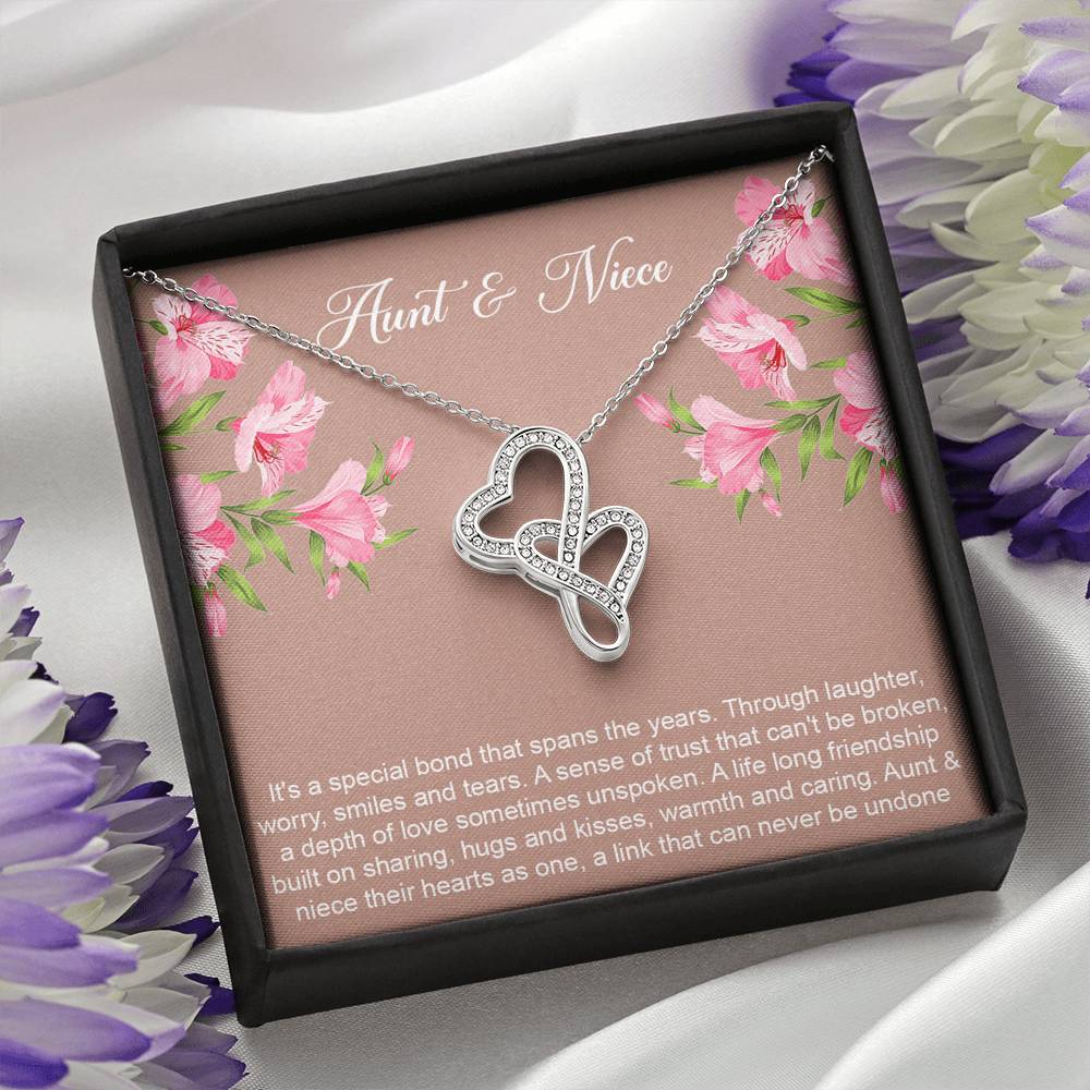 To My Aunt Gifts, Special Bond, Double Heart Necklace For Women, Aunt Birthday Present From Niece