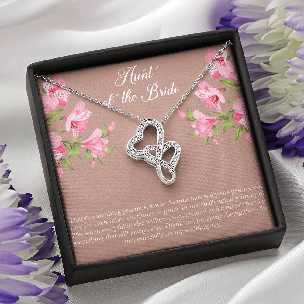 Aunt of the Bride Gifts, Our Love For Each Other Grows, Double Heart Necklace For Women, Wedding Day Thank You Ideas From Bride