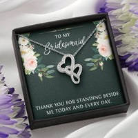 Load image into Gallery viewer, To My Bridesmaid Gifts, Thank You For Standing Besides Me , Double Heart Necklace For Women, Wedding Day Thank You Ideas From Bride
