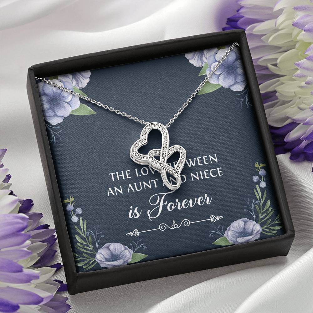 To My Niece  Gifts, The Love Between an Aunt and Niece, Double Heart Necklace For Women, Birthday Present Idea From Aunt