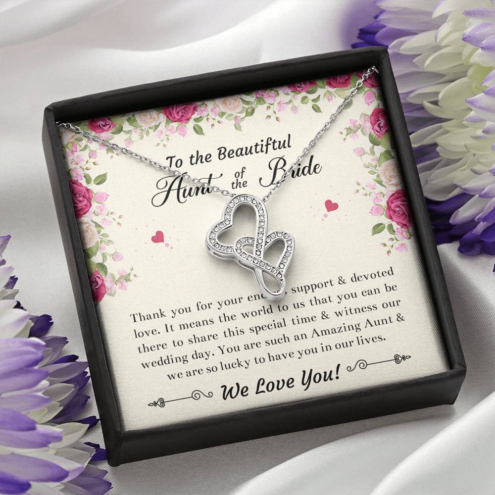 Aunt of the Bride Gifts, Thank You For Your Support, Double Heart Necklace For Women, Wedding Day Thank You Ideas From Bride
