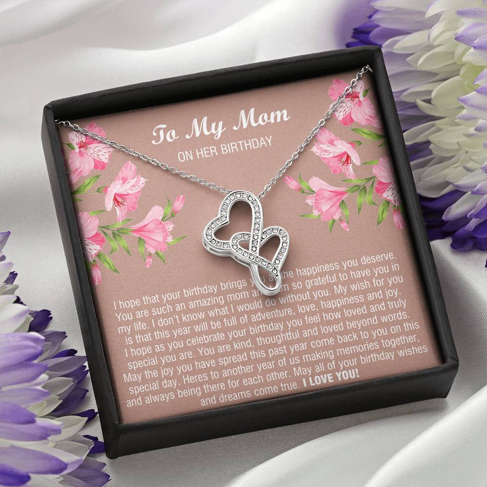 To My Mom Gifts, You Are Amazing, Double Heart Necklace For Women, Birthday Present From Son Daughter