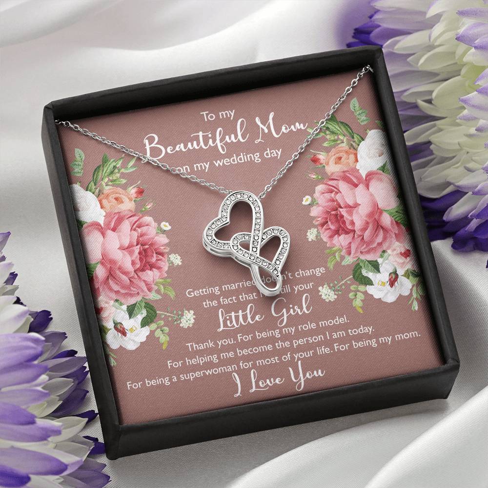To My Mom Gifts, Thank You, Double Heart Necklace For Women, Wedding Day Thank You Ideas From Daughter