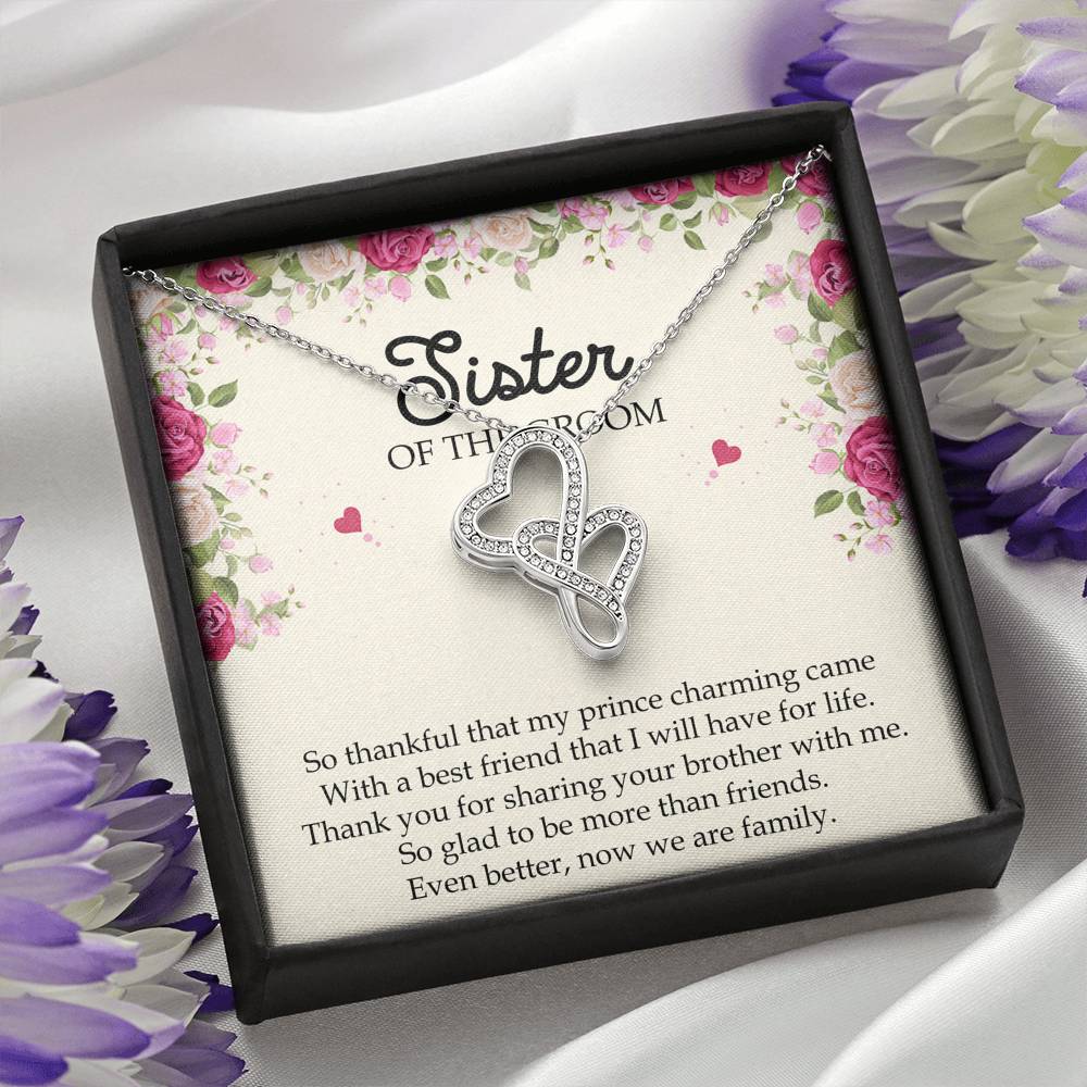 Sister Of The Groom Gifts, So Glad To Be More Than Friends, Double Heart Necklace For Women, Wedding Day Thank You Ideas From Bride