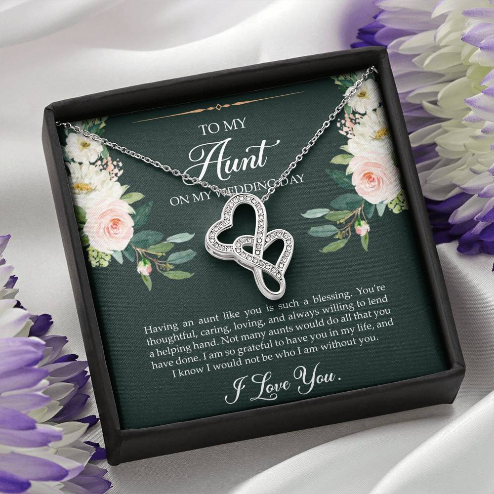 Aunt of the Bride Gifts, I Am So Grateful To Have You, Double Heart Necklace For Women, Wedding Day Thank You Ideas From Bride
