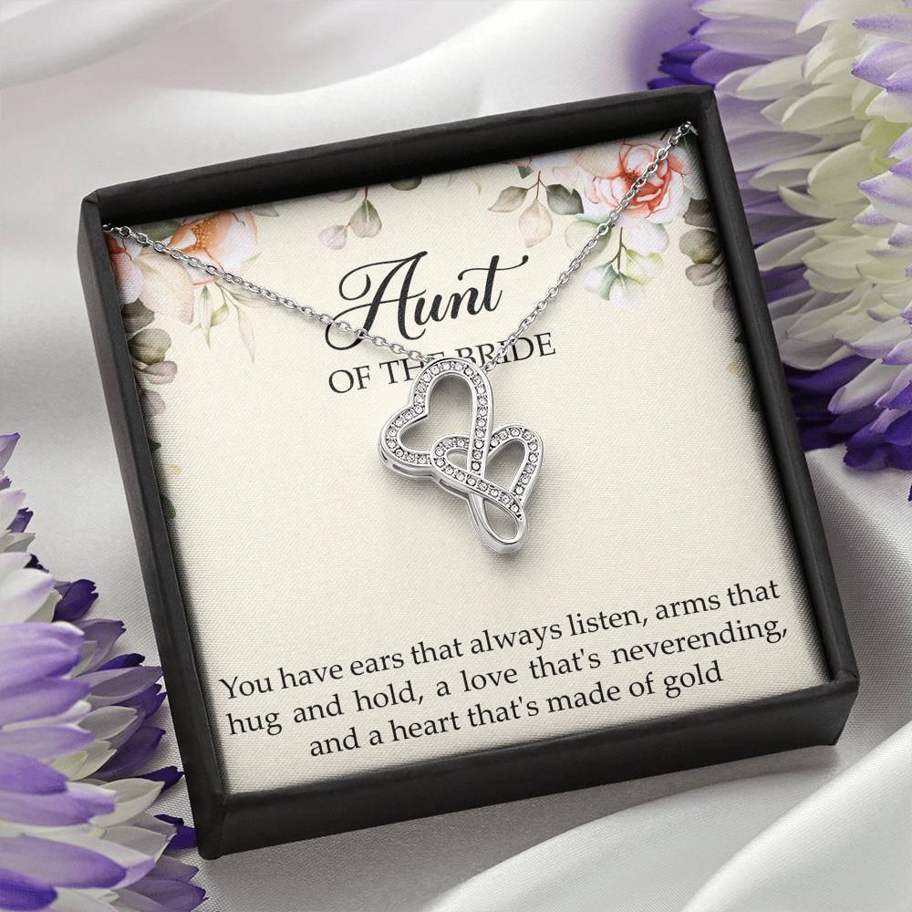 Aunt of the Bride Gifts, You Have Ears That Always Listen, Double Heart Necklace For Women, Wedding Day Thank You Ideas From Bride