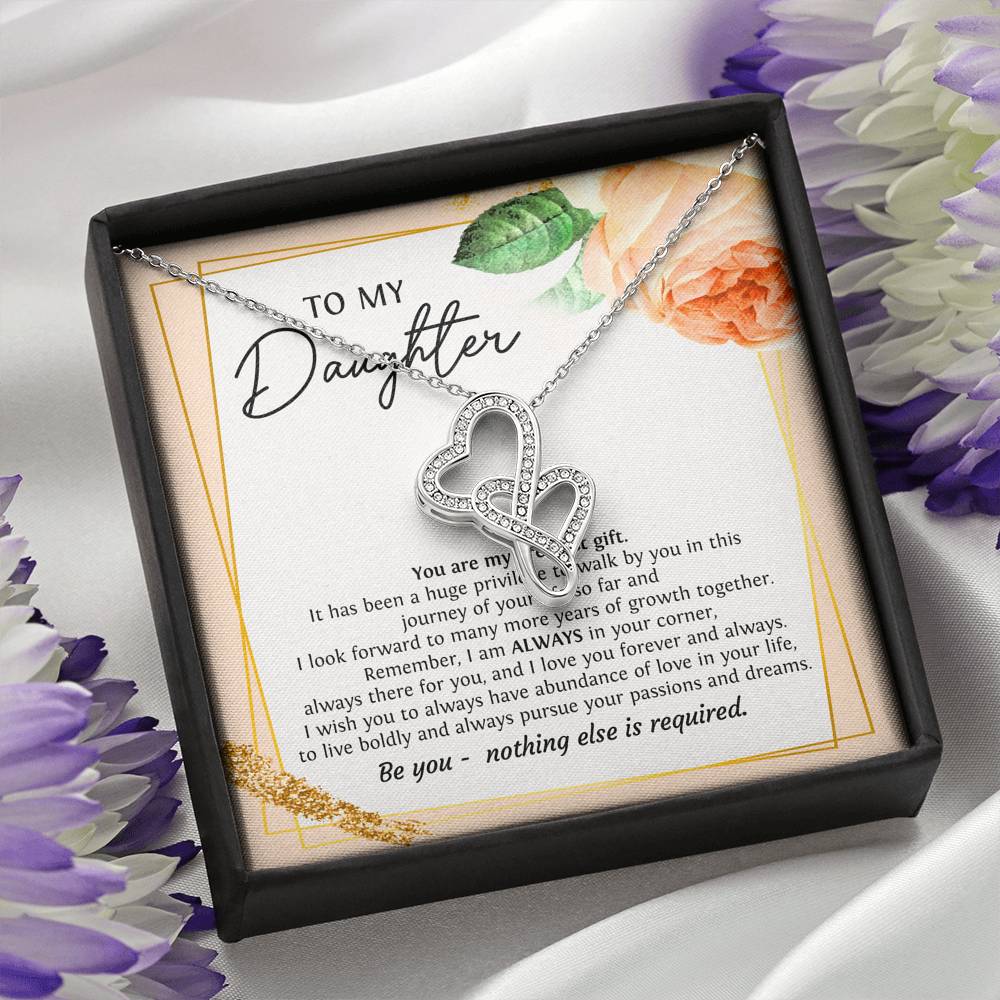To My Daughter Gifts, You Are My Greatest Gift, Double Heart Necklace For Women, Birthday Present Ideas From Mom Dad