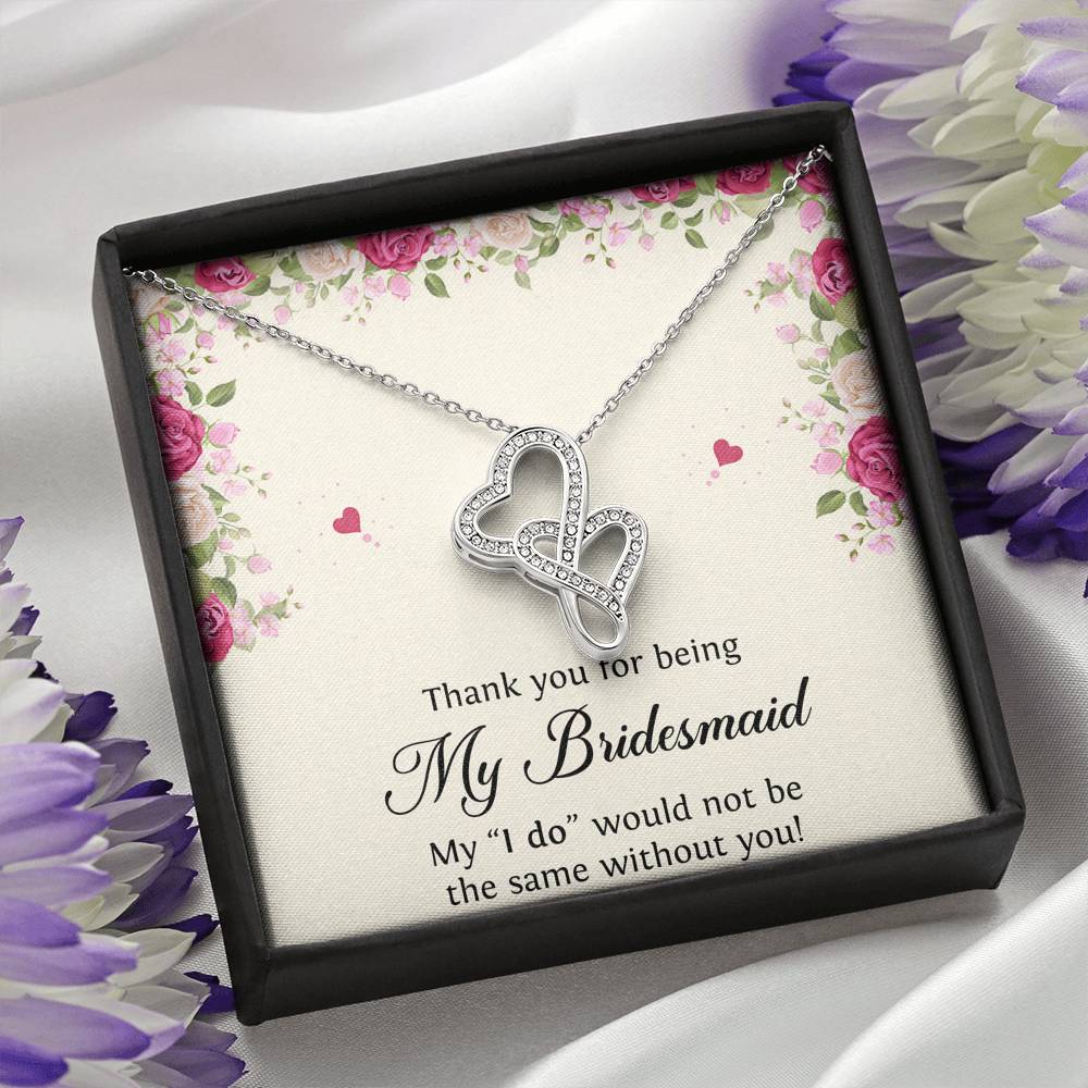 To My Bridesmaid Gifts, Thank You , Double Heart Necklace For Women, Wedding Day Thank You Ideas From Bride