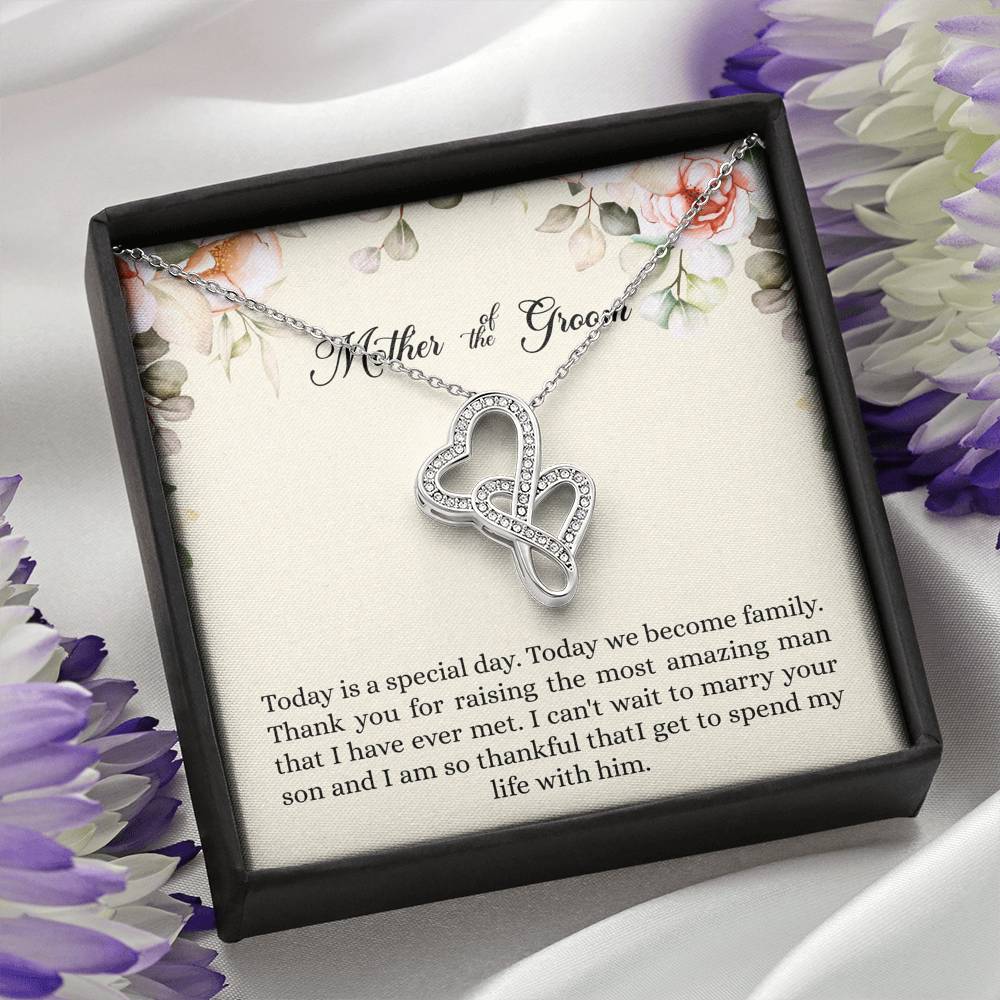 Mom of the Groom Gifts, I Can't Wait To Marry Your Son, Double Heart Necklace For Women, Wedding Day Thank You Ideas From Bride