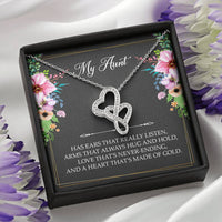 Load image into Gallery viewer, To My Aunt Gifts, Has Ears That Really Listen, Double Heart Necklace For Women, Aunt Birthday Present From Niece Nephew
