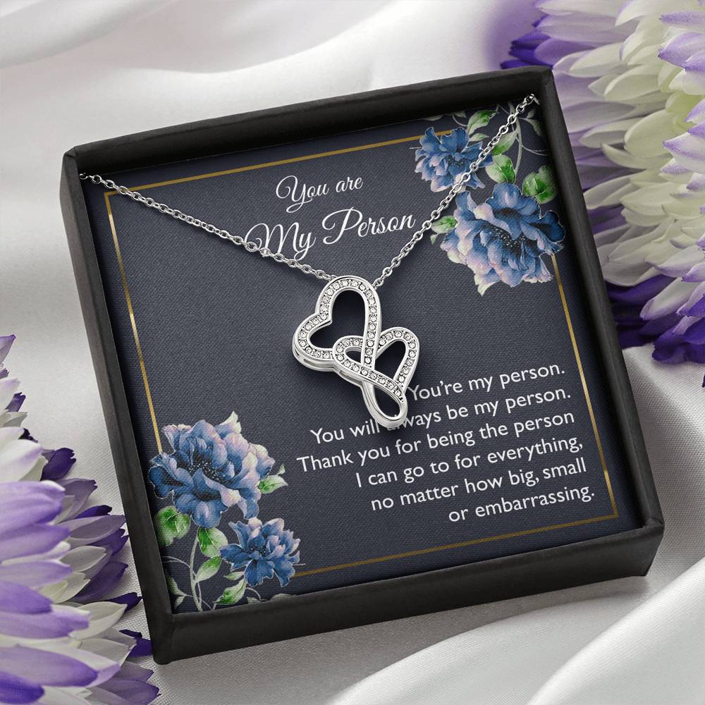 To My Girlfriend, You Are My Person, Double Heart Necklace For Women, Anniversary Birthday Gifts From Boyfriend