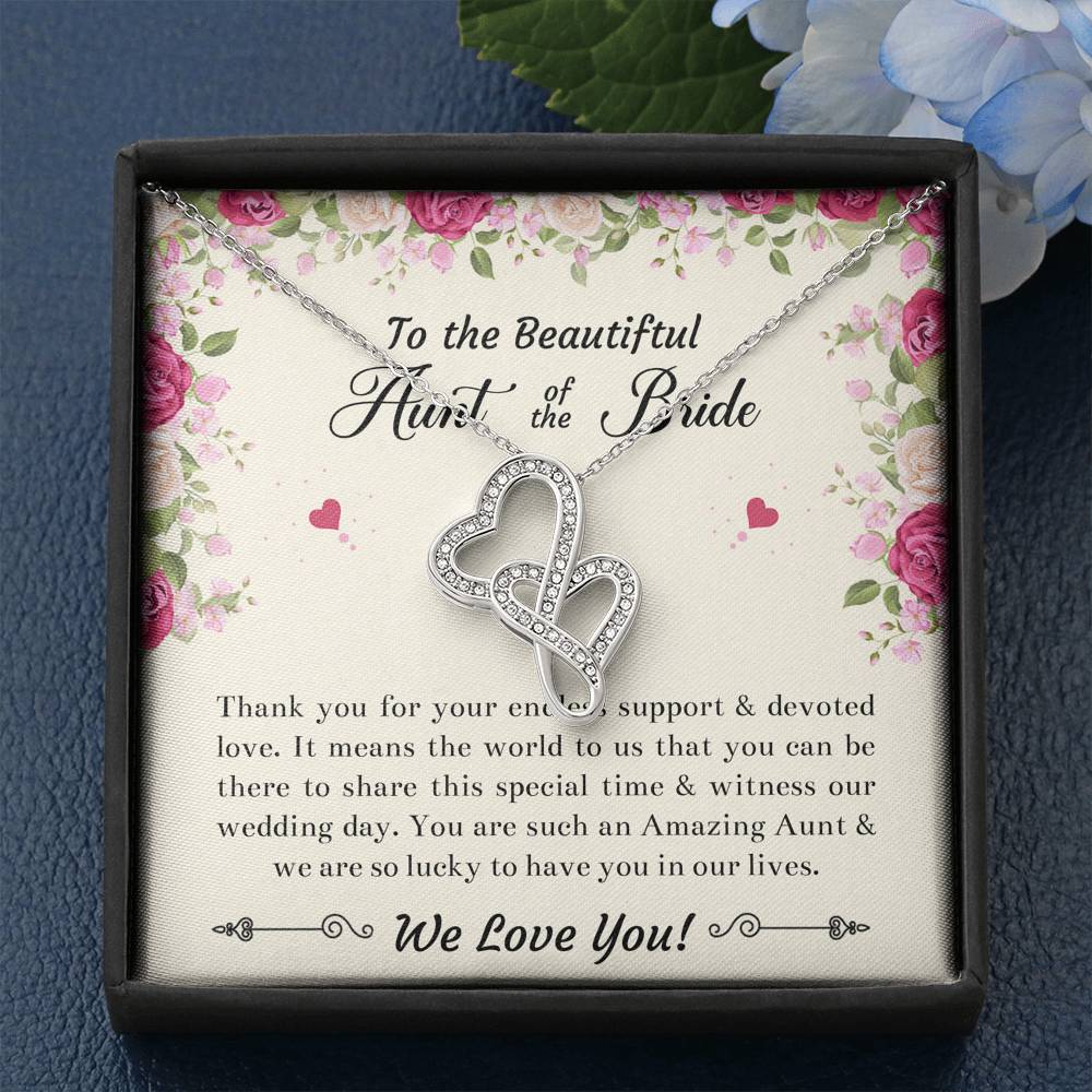 Aunt of the Bride Gifts, Thank You For Your Support, Double Heart Necklace For Women, Wedding Day Thank You Ideas From Bride