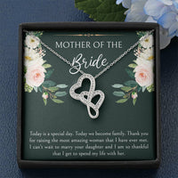 Load image into Gallery viewer, Mom of the Bride Gifts, Today We Become Family, Double Heart Necklace For Women, Wedding Day Thank You Ideas From Groom
