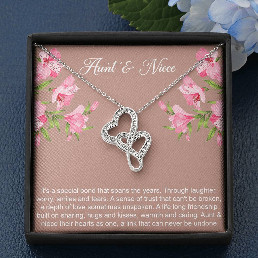 To My Aunt Gifts, Special Bond, Double Heart Necklace For Women, Aunt Birthday Present From Niece