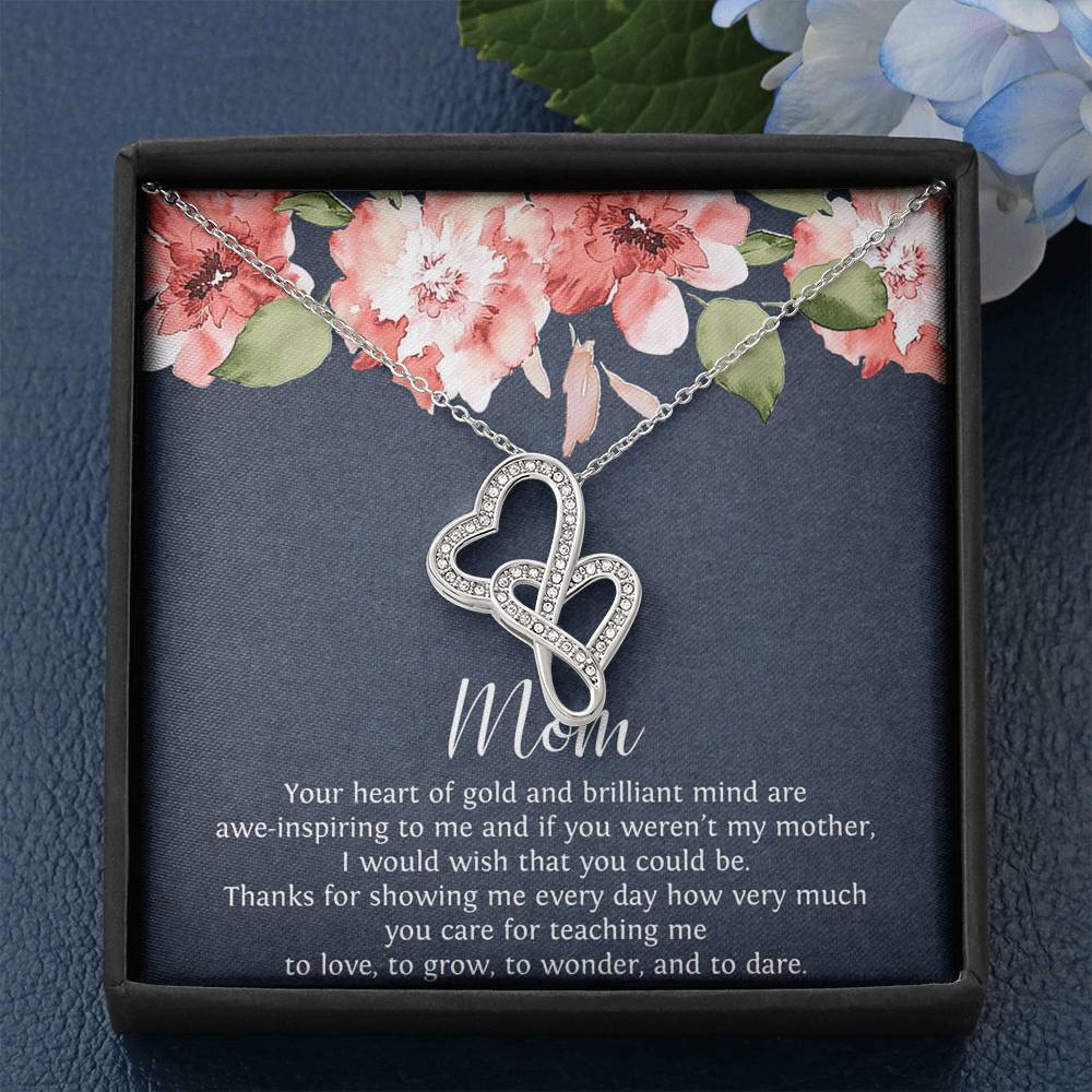 To My Mom Gifts, Your Heart of Gold, Double Heart Necklace For Women, Birthday Mothers Day Present From Son Daughter
