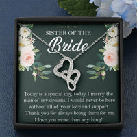 Load image into Gallery viewer, Sister of the Bride Gifts, Thank You for Being There, Double Heart Necklace For Women, Wedding Day Thank You Ideas From Bride
