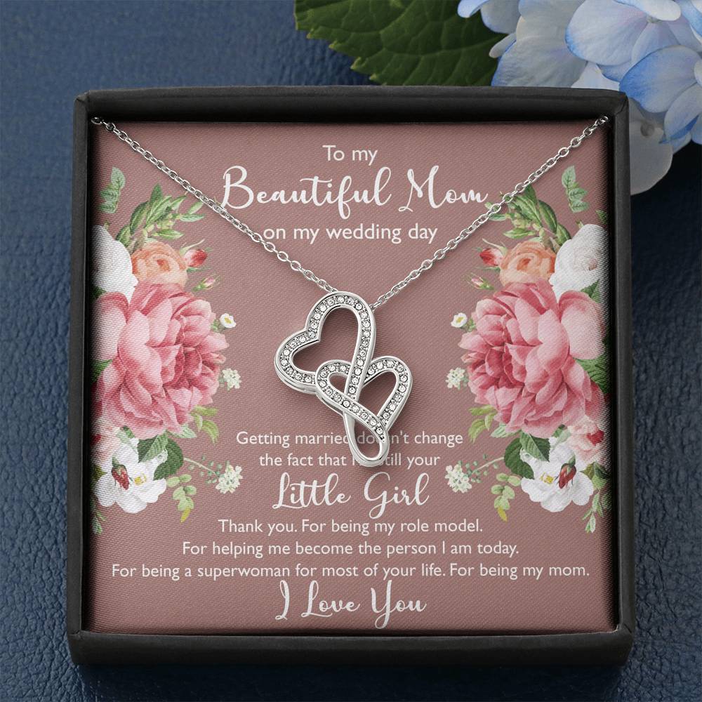To My Mom Gifts, Thank You, Double Heart Necklace For Women, Wedding Day Thank You Ideas From Daughter