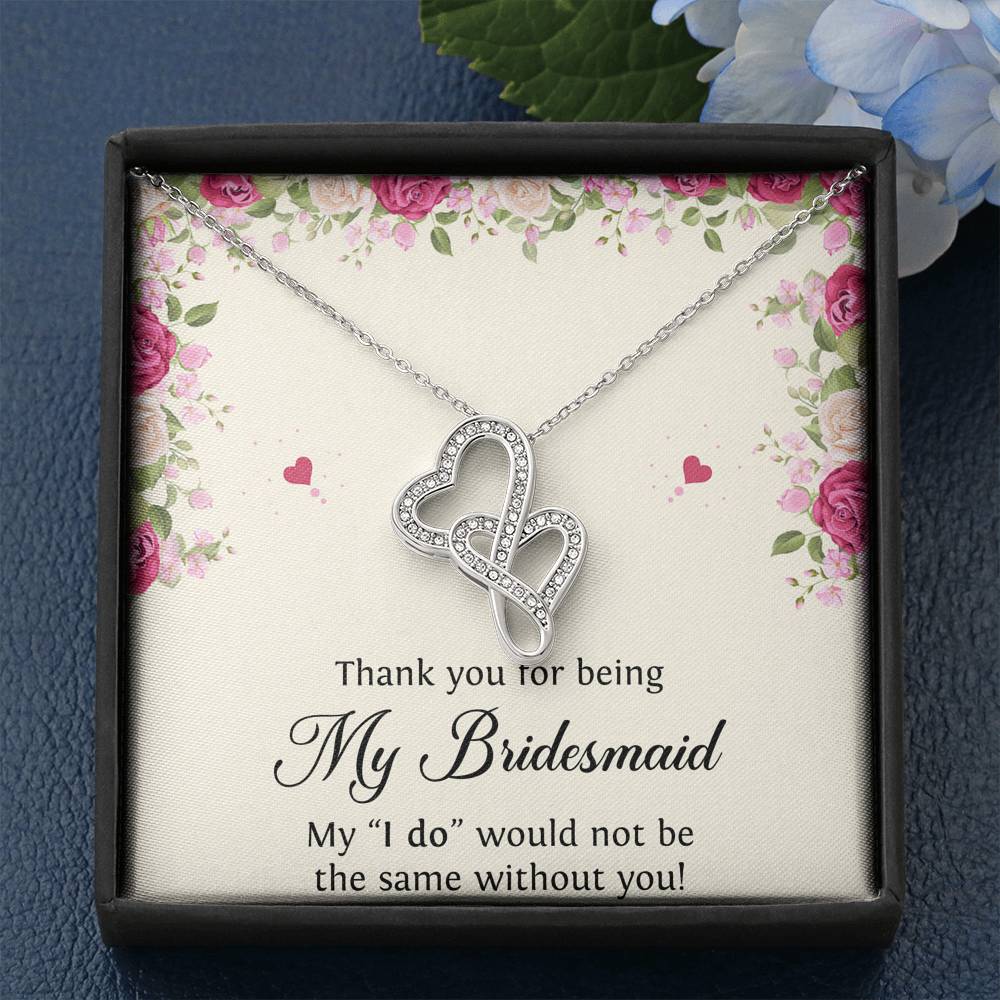 To My Bridesmaid Gifts, Thank You , Double Heart Necklace For Women, Wedding Day Thank You Ideas From Bride