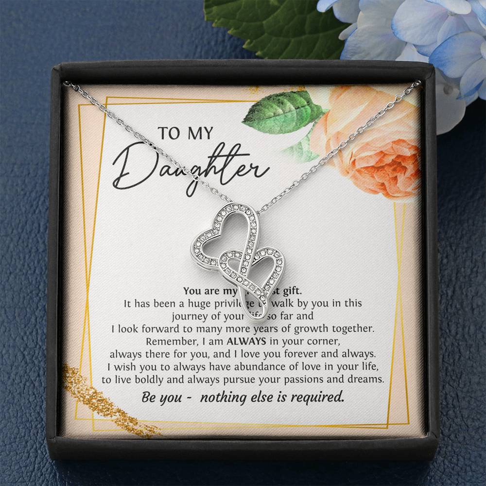 To My Daughter Gifts, You Are My Greatest Gift, Double Heart Necklace For Women, Birthday Present Ideas From Mom Dad