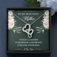 Load image into Gallery viewer, Mom of the Groom Gifts, Forever Your Son, Double Heart Necklace For Women, Wedding Day Thank You Ideas From Groom
