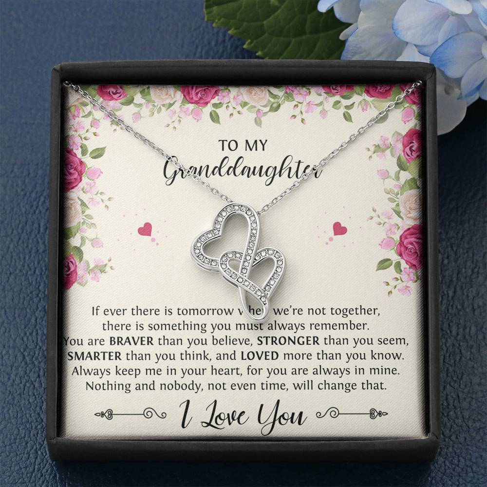 To My Granddaughter Gifts, If Tomorrow We’re Not Together, Double Heart Necklace For Women, Birthday Present Idea From Grandma Grandpa