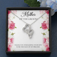 Load image into Gallery viewer, Mom of the Groom Gifts, Thank You For Raising Your Son, Double Heart Necklace For Women, Wedding Day Thank You Ideas From Bride
