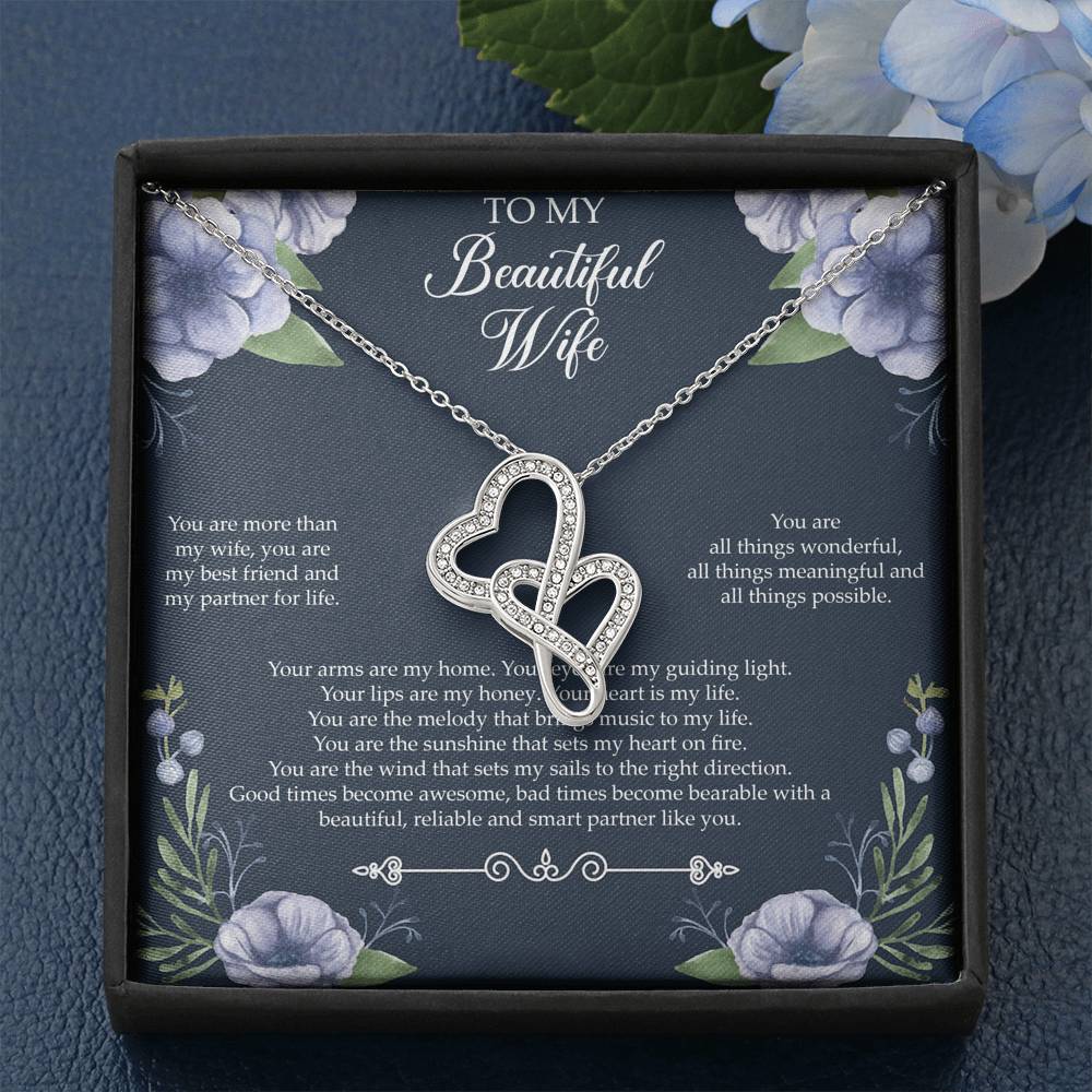 To My Wife, You Are More Than My Wife, Double Heart Necklace For Women, Anniversary Birthday Gifts From Husband