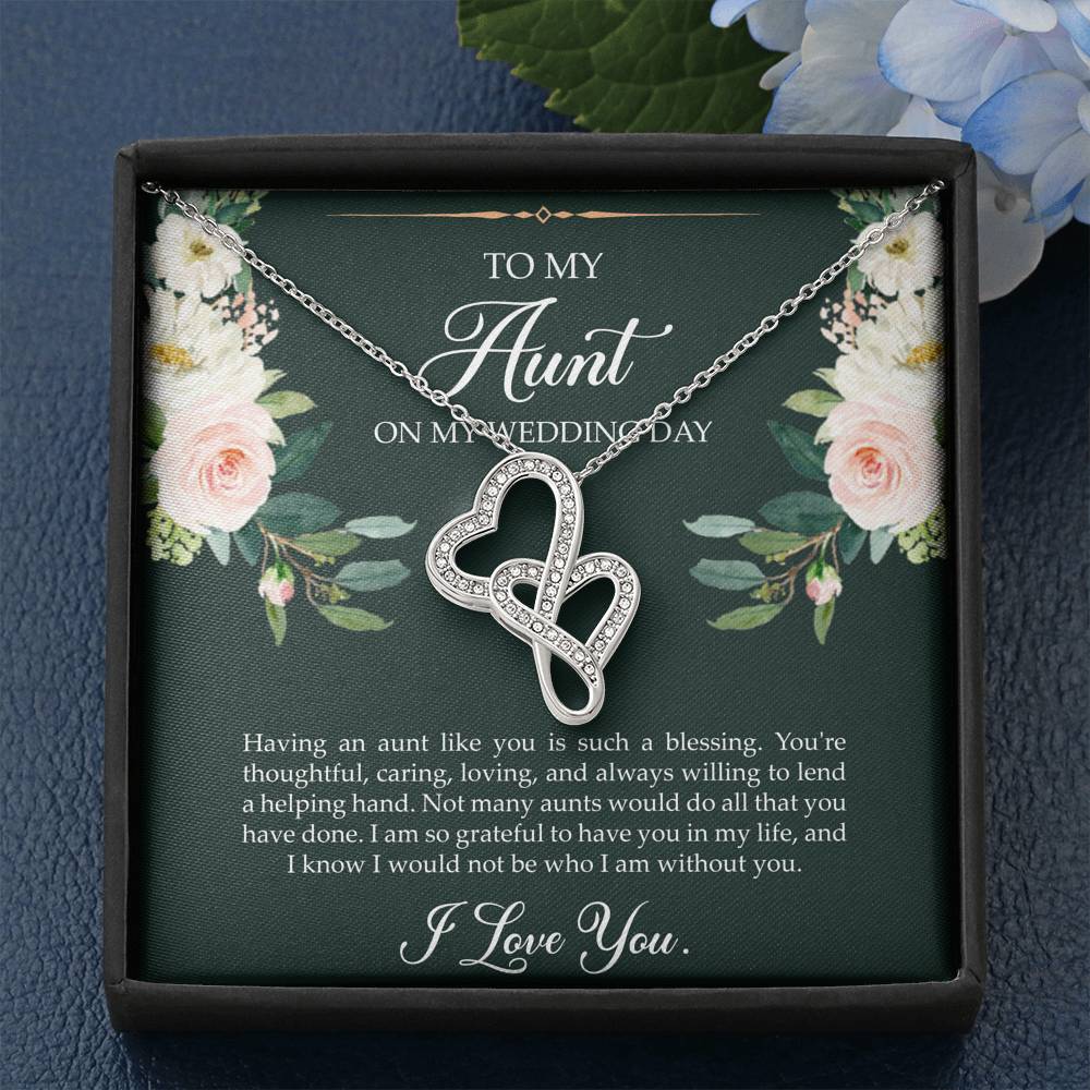 Aunt of the Bride Gifts, I Am So Grateful To Have You, Double Heart Necklace For Women, Wedding Day Thank You Ideas From Bride