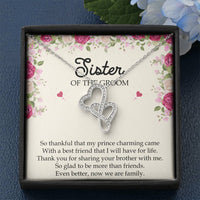 Load image into Gallery viewer, Sister Of The Groom Gifts, So Glad To Be More Than Friends, Double Heart Necklace For Women, Wedding Day Thank You Ideas From Bride
