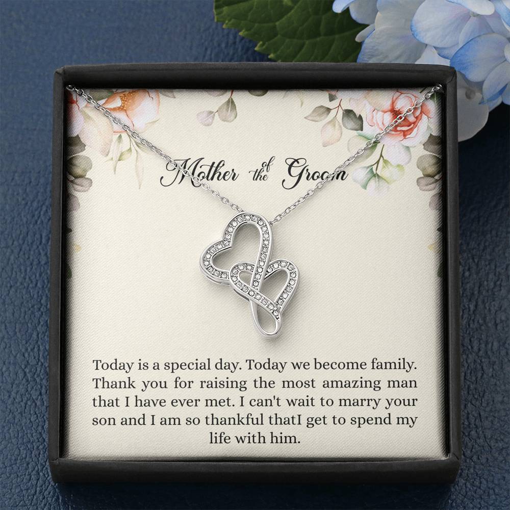 Mom of the Groom Gifts, I Can't Wait To Marry Your Son, Double Heart Necklace For Women, Wedding Day Thank You Ideas From Bride