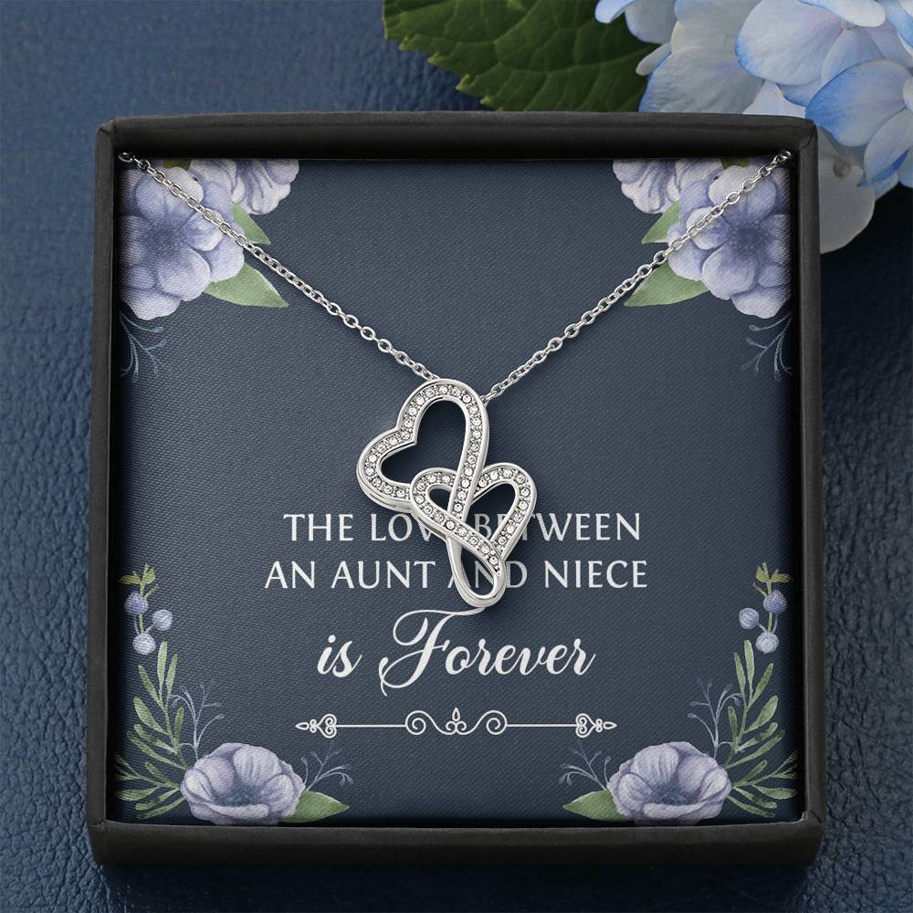 To My Niece  Gifts, The Love Between an Aunt and Niece, Double Heart Necklace For Women, Birthday Present Idea From Aunt