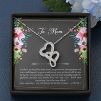 Load image into Gallery viewer, Mom of the Groom Gifts, First Woman I Ever Loved, Double Heart Necklace For Women, Wedding Day Thank You Ideas From Groom
