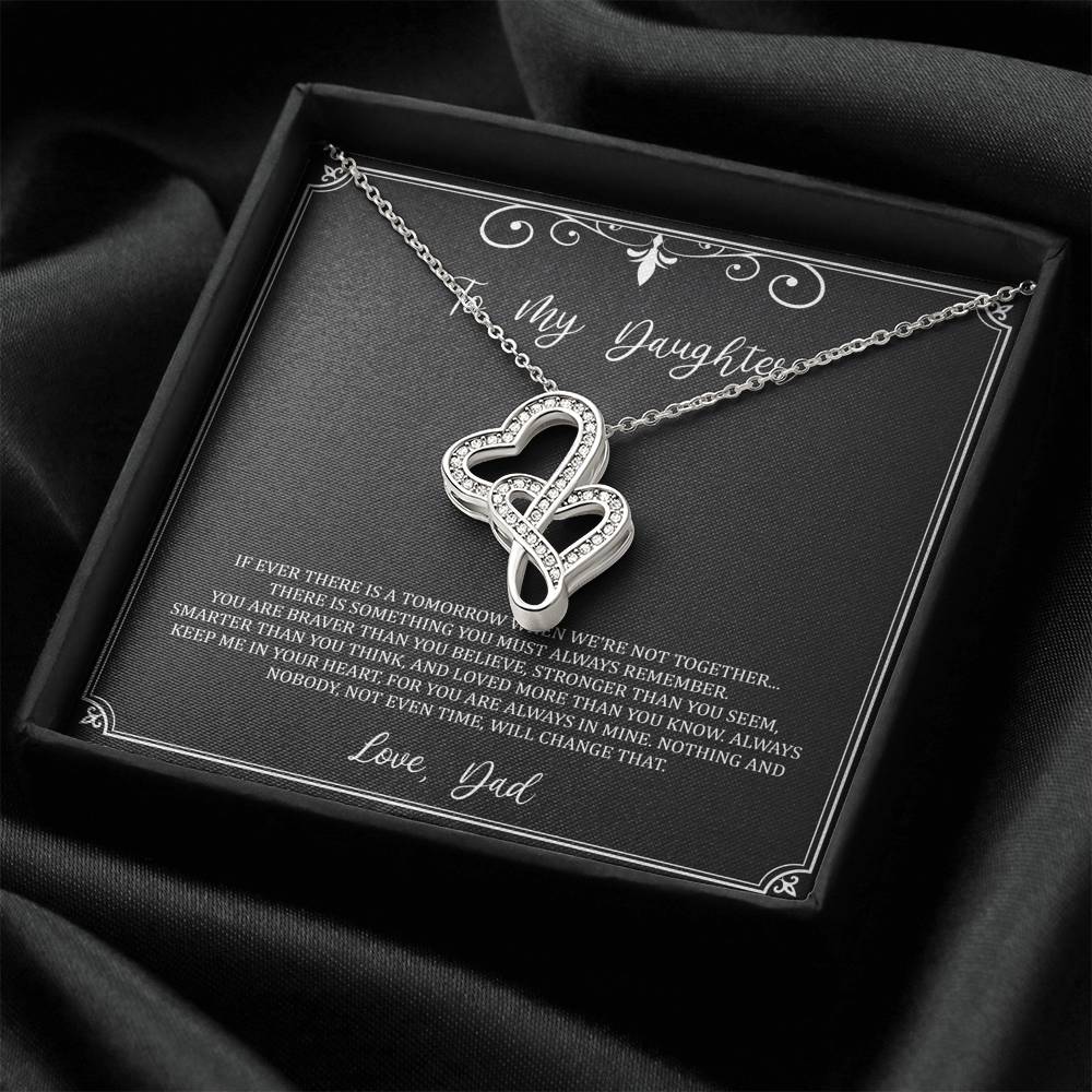 To My Daughter  Gifts, You Are Braver Than You Believe, Double Heart Necklace For Women, Birthday Present Idea From Dad