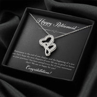 Load image into Gallery viewer, Retirement Gifts, Wishing You The Best, Happy Retirement Double Heart Necklace For Women, Retirement Party Favor From Friends Coworkers
