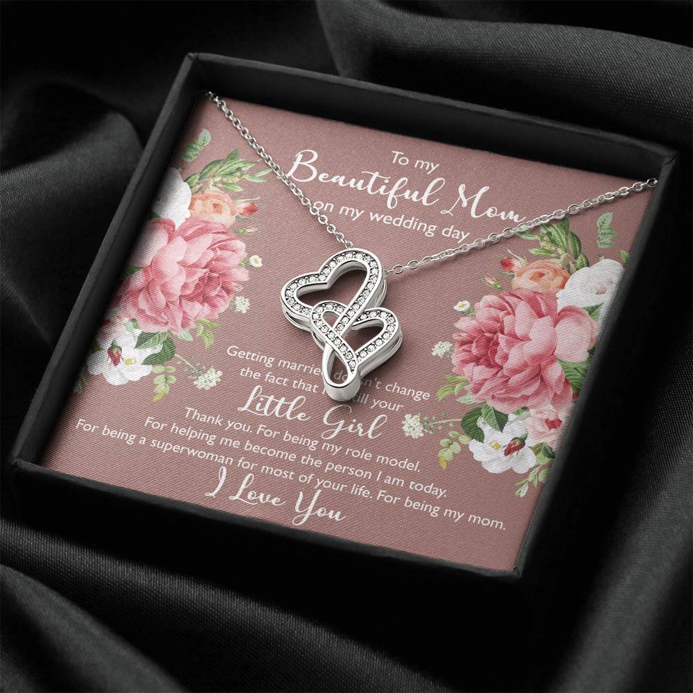 To My Mom Gifts, Thank You, Double Heart Necklace For Women, Wedding Day Thank You Ideas From Daughter