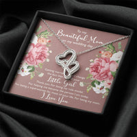 Load image into Gallery viewer, To My Mom Gifts, Thank You, Double Heart Necklace For Women, Wedding Day Thank You Ideas From Daughter
