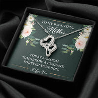 Load image into Gallery viewer, Mom of the Groom Gifts, Forever Your Son, Double Heart Necklace For Women, Wedding Day Thank You Ideas From Groom

