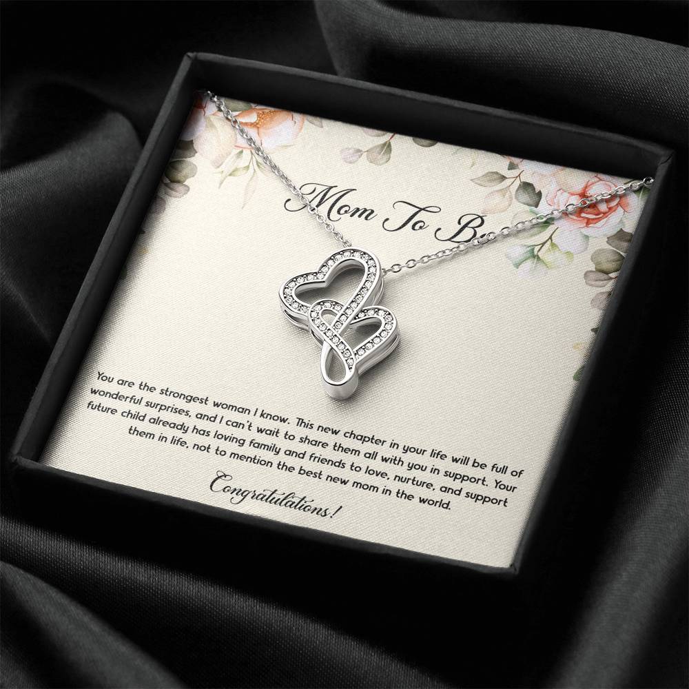 Gift for Expecting Mom, You Are The Strongest Woman I Know, Mom to Be Double Heart Necklace For Women, Pregnancy Gift For New Mother