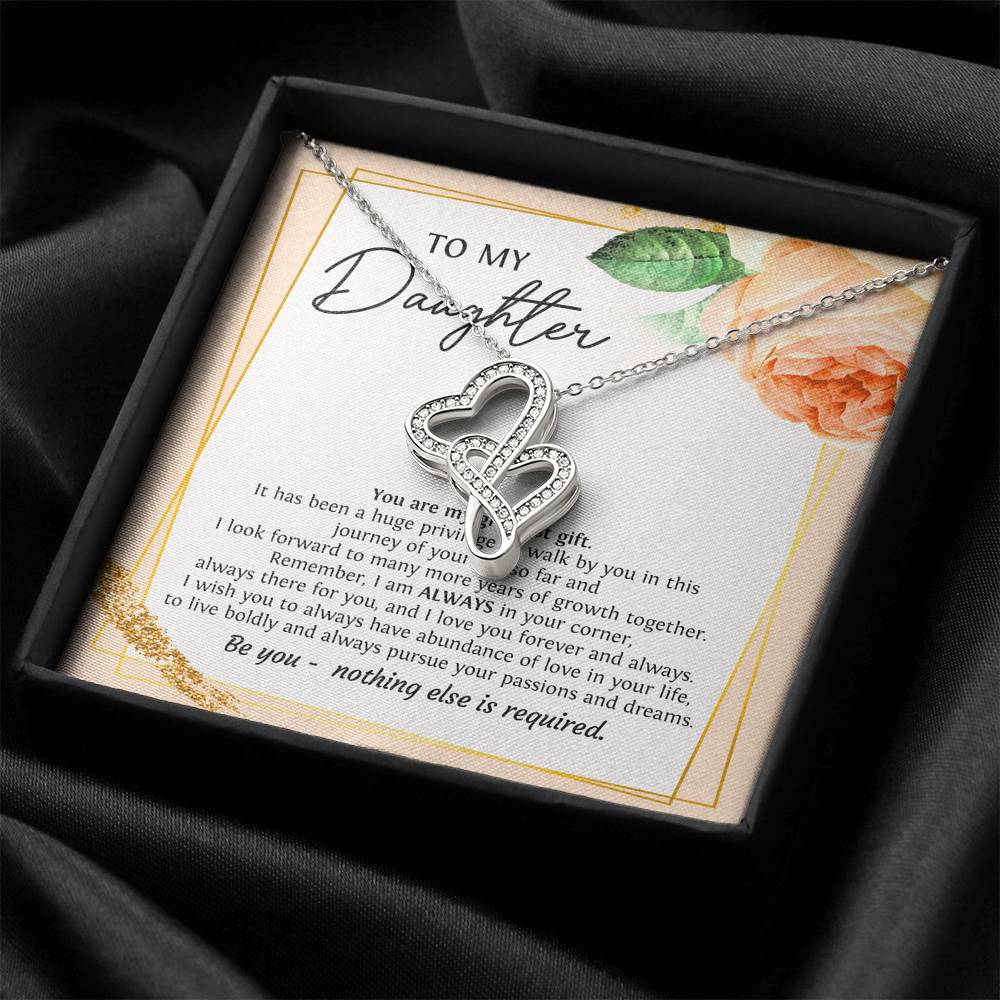 To My Daughter Gifts, You Are My Greatest Gift, Double Heart Necklace For Women, Birthday Present Ideas From Mom Dad