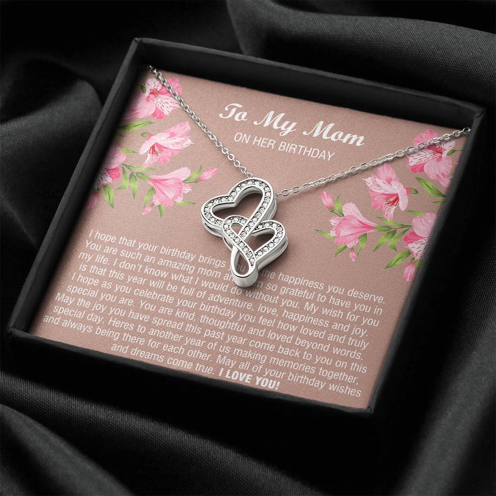 To My Mom Gifts, You Are Amazing, Double Heart Necklace For Women, Birthday Present From Son Daughter