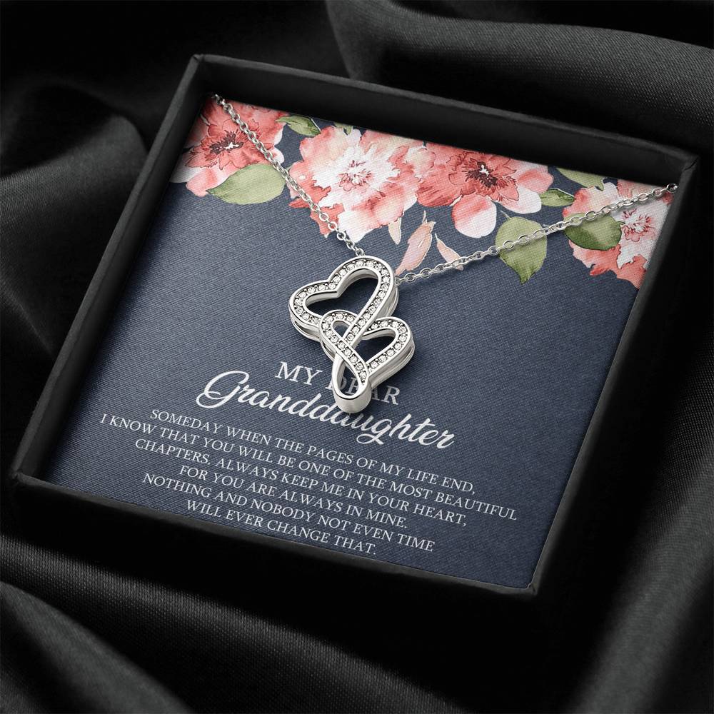 To My Granddaughter Gifts, Someday When The Pages Of My Life End, Double Heart Necklace For Women, Birthday Present Idea From Grandma Grandpa